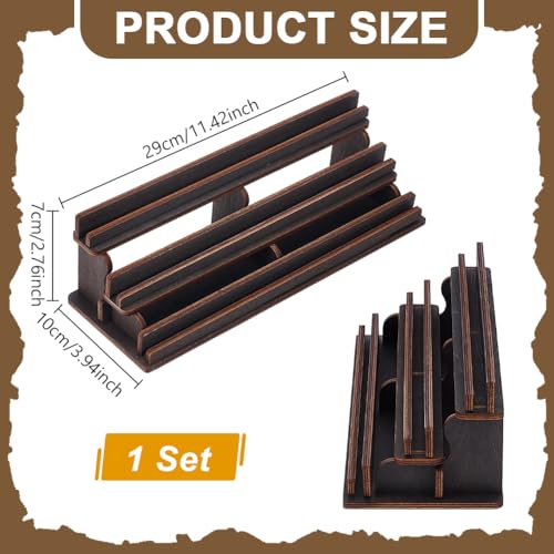UNICRAFTALE 3-Tier Board Games Card Holder Dark Brown Games Cards Playing Holder Cards Display Riser Stands Composite Board Game Card Holders for All Boards Game 11.4x3.9x2.8 Inch