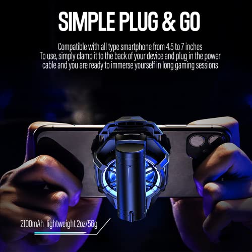 TRILINK Phone Cooler with Rechargeable Battery, Phone Cooling Fan for Gaming Fit All Types of iPhone Android Smartphones, Mobile Phone Radiator with LED Temperature Display/Universal Clamp/RGB LEDs