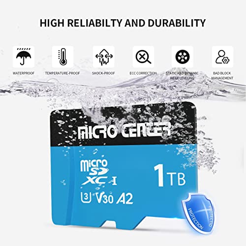 INLAND Micro Center Performance 1TB microSDXC Card, A2 Micro SD Card, UHS-I C10 U3 V30 A2 4K UHD Video Flash Memory Card with Adapter for Smartphones, Tablets, Drones and Action Cameras (1TB) - size: U3 A2 - 1TB