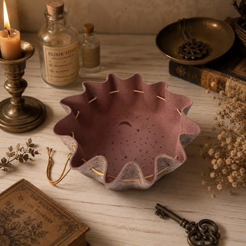Leather Dice Tray with Moon Star Printed, 2-in-1 Collapsible Dice Rolling Tray & Drawstring Pouch, Portable Dice Bag for Tabletop Games, Rune Crystal Holder & Jewelry Storage - color: Pcd08y