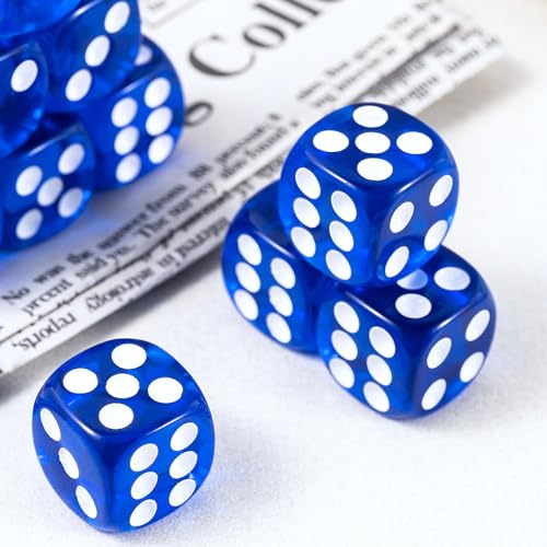 10 Pieces Polyhedral D6 Dice Set, 6 Sided Dice 16mm for RPG MTG DND Table Games (Transparent Dark Blue) - color: Transparent Dark Blue