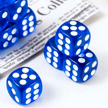 10 Pieces Polyhedral D6 Dice Set, 6 Sided Dice 16mm for RPG MTG DND Table Games (Transparent Dark Blue) - color: Transparent Dark Blue