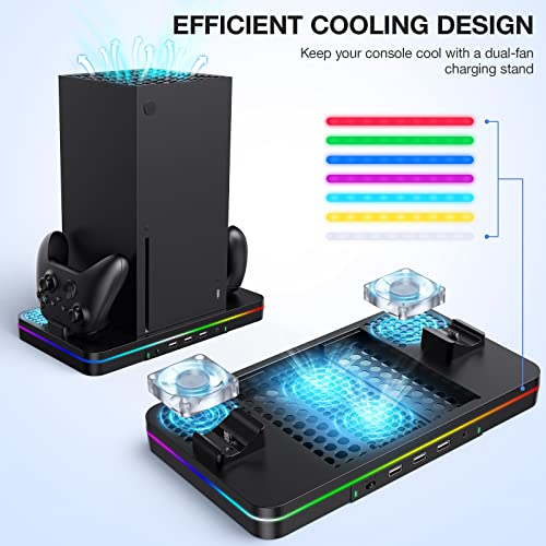 Cooling Charging Stand for Xbox Series X/S with 2 Headset Stand, Luckit Vertical Dual Controller Charger Station Dock Accessories with Cooling Fan, Fast Charging Station with 3 HUB USB Ports - size: Cooling Charging Stand