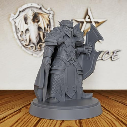 AUSPDICE Elf Paladin 28mm Unpainted Fantasy Miniature with Sword AS224 | Armored Elf Knight Figure with Sword and Shield for Dungeons and Dragons, TTRPGs, Fantasy Campaigns and Dungeon Masters