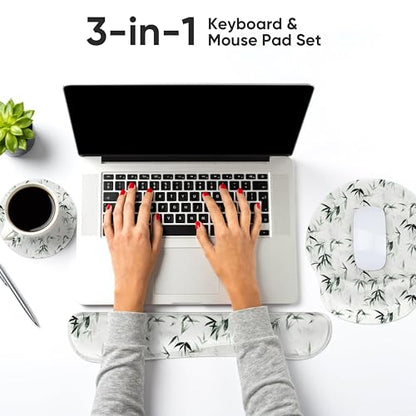 3 PCS Computer Mouse Pads for Desk with Coaster Set, Non-Slip Keyboard Wrist Rest and Mouse Pad Set, Ergonomic Design(YKMWR-56) - color: Ykmwr-56
