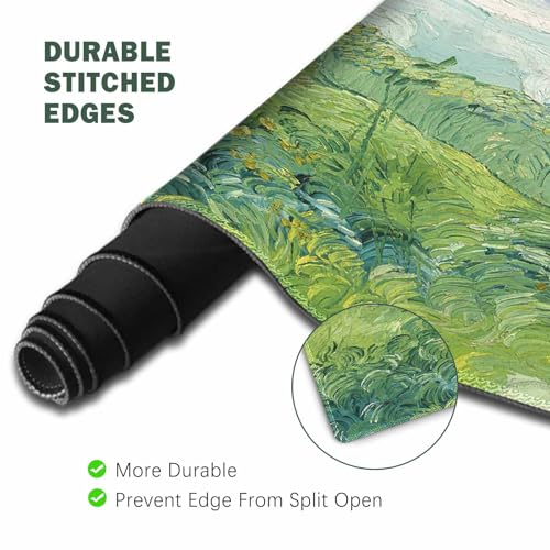 ToLuLu Extended Gaming Mouse Pad, Memory Foam Keyboard Mouse Wrist Rest Set | Large Desk Mat with Stitched Edges, Non-Slip Base Ergonomic Support Mousepad for Home Office Game and Study, Green Theme - color: Green Theme