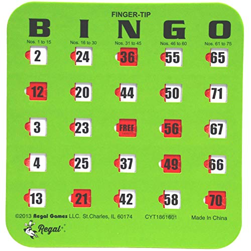 Regal Bingo Bulk Bingo Cards with Sliding Windows - Reusable Large Print Bingo Game Cards for Adults Large Group - 200 Pack, Green - color: Green, size: 200 Cards