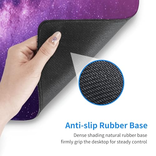 Large Gaming Mouse Pad Desk Mat, Purple Galaxy Nebula Extended Keyboard Mouse Pad Mousepad with Non-Slip Base and Stitched Edge Mouse Mat Desk Pad Mouse Pads for Desk Home Office, 31.5 x 11.8 - color: Purple Galaxy