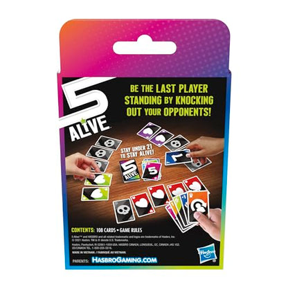 Hasbro Gaming 5 Alive Card Game, Fast-Paced Game for Kids and Families, Easy to Learn, 2 to 6 Players, Fun Summer Activities, Vacation Travel Essentials, Ages 8+ - size: 3.62 inches x 5.62 inches x 0.1 inches