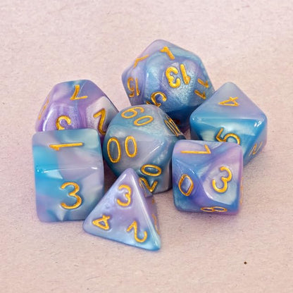 Sage’s Portal Stones DND Dice Set Acrylic Opaque 7-PC Polyhedral DND Dice Set for Dungeons and Dragons D&D Sage’s Cantrips RPG Tabletop TTRPG (Purple/Blue) - color: Purple/Blue