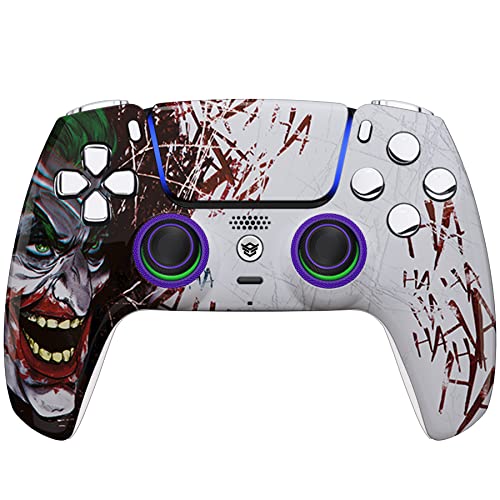 HEXGAMING ULTIMATE Wireless Controller Compatible with ps5, Clown Hahaha | Hall Effect Joysticks, Mouse-Click Triggers & Bumpers, 4 Remappable Back Buttons, 8 Swappable Sticks, FPS Gaming - color: Clown Hahaha