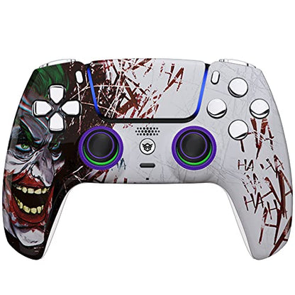 HEXGAMING ULTIMATE Wireless Controller Compatible with ps5, Clown Hahaha | Hall Effect Joysticks, Mouse-Click Triggers & Bumpers, 4 Remappable Back Buttons, 8 Swappable Sticks, FPS Gaming - color: Clown Hahaha