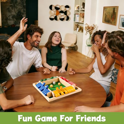 Shut The Box Dice Game 12 Inch Upgraded 2-4 Player Wooden Dice Game Math Addition Games Close The Box Family Wooden Dice Board Game for Kids Adults, Tabletop Version for Classroom, Home, Party or Bar - style: 12 inch