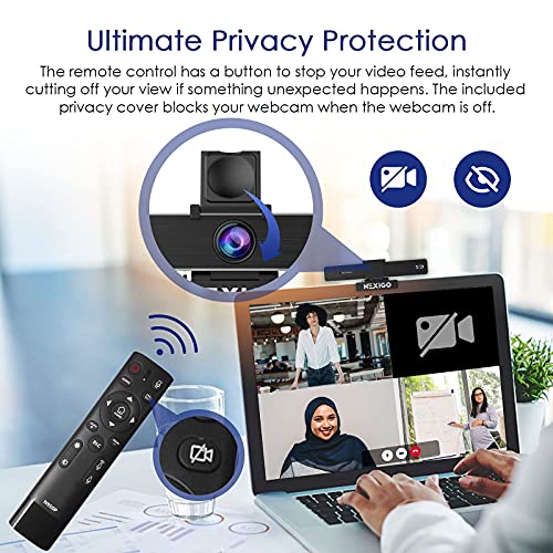 Zoom Certified, NexiGo N950P 4K Zoomable Webcam with Remote Control, Sony_Starvis Sensor, 5X Digital Zoom, Pro Web Camera with Dual Stereo Mics, for Zoom Skype Teams Twitch - style: Webcam 4K
