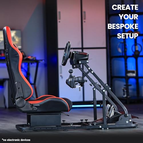 Marada Racing Cockpit with Red Seat Adjustable & Foldable Compatible with Logitech G29, G920, G923, Thrustmaster T80, T150, Wheel, Pedals and Shifter Not Include
