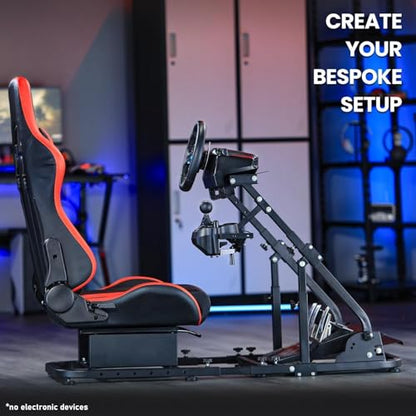 Marada Racing Cockpit with Red Seat Adjustable & Foldable Compatible with Logitech G29, G920, G923, Thrustmaster T80, T150, Wheel, Pedals and Shifter Not Include