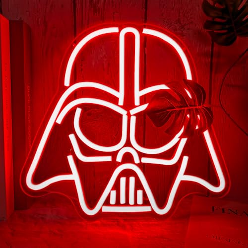 Alien Mask Neon Sign Dimmable Helmet Neon Light Sign Game LED Sign Wars gaming Light Up Sign gamer Neon Lights for Bedroom Man Cave Gamer Gift - color: Red