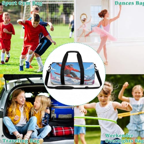 17 Inch Snowboard Graphic Sports Backpack Full Print Mountain Landscape Outdoor Gym Bag with Shoe Compartment (06)
