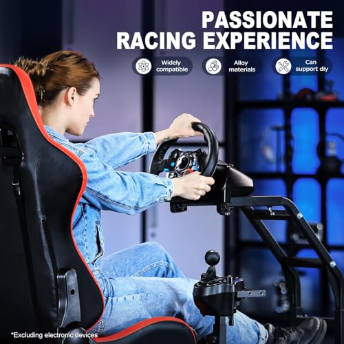 Marada Real Racing Simulator Cockpit with Red Seat fit for PXN, for Thrustmaster T300RS, for Logitech G923 G920, for Fanatec Advanced Compact Driving Sim Stand, Wheel & Pedal & Shifter Not Included