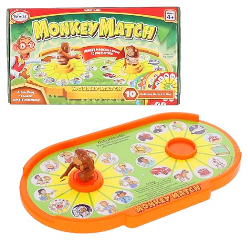 POPULAR PLAYTHINGS Monkey Match Toy Matching Game, Interactive Spinning | Educational Preschool Memory Game, for Toddlers Ages 4 & Up Learning Board Game, for Kids