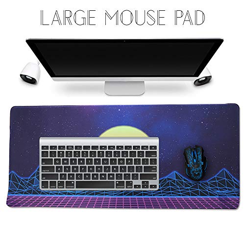 Large Gaming Mouse Pad, Extended XXL Desk Pad & Non-Slip Rubber Mat for Mice and Keyboard with Stitched Edges （90x40 zisesun011）