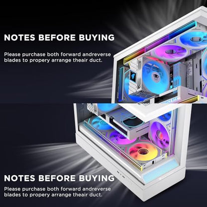 Interstellar V2 120mm PC Reverse Blade Case Fan Infinity Mirror Module Daisy-Chain ARGB Fan Triple Pack with Controller Suitable for Computer Case & 360mm AIO Cooler(White) - color: V2 White Reverse-1Piece