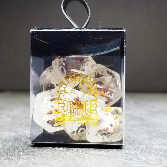 Sage's Portal Animal Familiars Resin DND Dice Set Polyhedral Dice Set for Dungeons and Dragons RPG Pathfinder Tabletop TTRPG (Owl) - color: Baby Owl Familiar, style: Dice Set Only