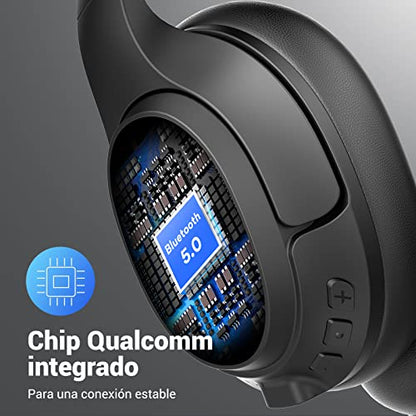 Bluetooth Headset for PC, Wireless Computer Headphone with AI-Powered Environmental Noise Cancelling Microphone & 2.4G USB Dongle, 55H Playtime, Over Ear Comfort Office Headset for Work, Laptop, Zoom