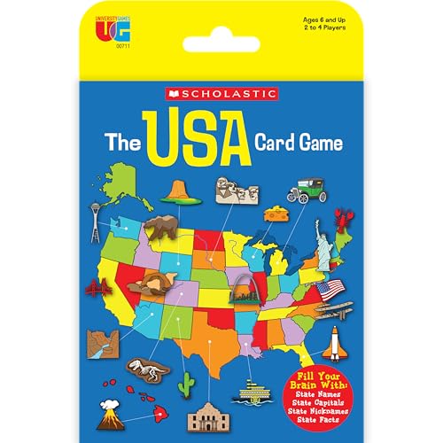Scholastic USA Travel Card Game, State Capitals & Geography, Ages 6+