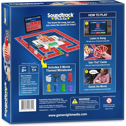 Soundtrack Trivia Movie Trivia Game for Adults | Name The Movie from a 15 Second Music Clip | Board Game for Adults, Kids, Ages 8+, 1 or More Players | Music Game with Companion App - style: Base Edition