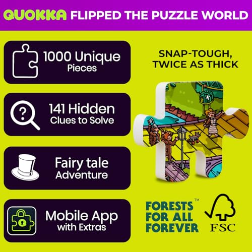 QUOKKA 1000 Piece Jigsaw Puzzle for Adults Emerald Kingdom – Puzzles for Adults 1000 Pieces Premium Box Packaging - Extra Fun Hidden Secrets & Audio Story – Perfect Relaxation Creativity Gift - color: Oz