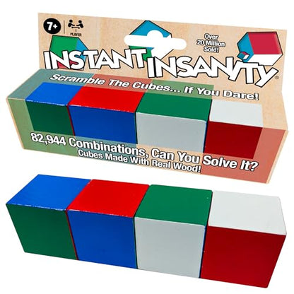 Instant Insanity Wood, Brain Teaser Puzzle, by Winning Moves Games USA | High Quality Wood Cubes, 82,944 Combinations, 1 Player