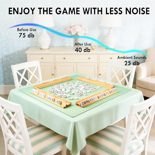 Green 31.5" Crease-Free Non-Slip Noise Reduction Mahjong Mat | American Mahjong Table Cover with Carrying Bag for Poker Card Games Dominoes & Board Games - color: Green