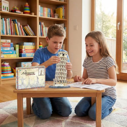 Architecture World Famous of 3D Puzzle.Build Your Own Collection of 17 Global Landmarks (Notre Dame, Colosseum) - Educational DIY Model Kit for Kids & Adults. (Leaning Tower of Pisa) - color: Leaning Tower of Pisa
