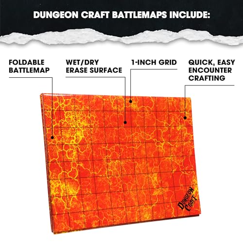Dungeon Craft Battle Mats Bundle: Double-Sided Wet & Dry Erase DND Mat & Hell & Highwater, Custom Box, Water-Resistant, Tabletop RPG Essentials by 1985 Games (24"x33"/1" Grid)