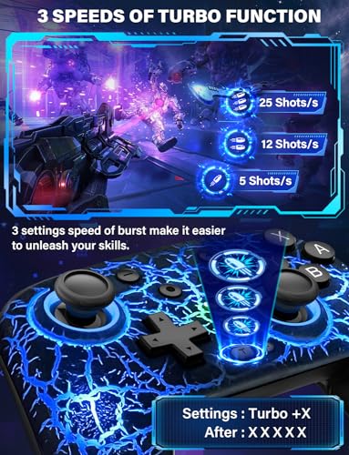 ZRZLMVP Switch Controller Wireless for Nintendo Switch/OLED/Lite/Switch 2 | 1000mAh Rechargeable Switch Pro Controllers with 9 Colors LED Light, Switch Control with Turbo,Vibration,6 Axis Gyro,Wake Up - color: Black