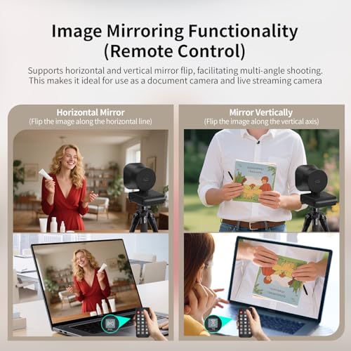 TOALLIN 4K Webcam with Ring Light, Remote Control, PDAF Autofocus | Built-in Dual Mic, 5X Zoom & Image Mirroring, USB Computer Camera for Live-Streaming/Meetings/Video Calls - style: 4K Webcam with Ring Light