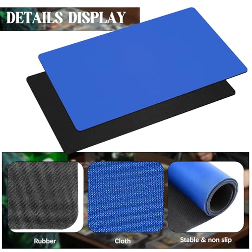 Ecally 4 Pcs Card Game Mats 24 x 14 Inch Playmat Table Smooth Playing Card Mat for TCG, Gameplay (Black,Blue) - color: Black, Blue