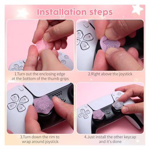 NANANINO PS5 Thumb Grips, Switch Pro, PS4, Xbox Controllers, 4-Pack, Clear | PS5 thumb grips with sweat-resistant silicone for Switch 2, Switch Pro, PS4 and Xbox controllers, ergonomic 4-pack - color: Clear