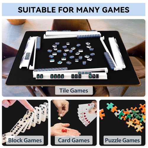 31.5'' Black Mahjong Mat, Non-Slip Noise Reduction Gaming Mat for Mahjong | Gaming Mat with Carrying Bag for Mahjong, Poker, Card, Domino, Board Games, Dominoes,Cards & Tile Games - color: Black