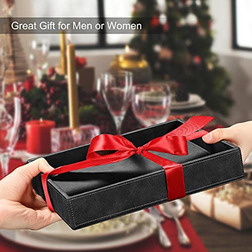 SITHON Valet Tray Desk Organizer PU Leather Catchall | Bedside Vanity Tray Nightstand Caddy Coin Box Key Jewelry Storage Organizer, Graduation, Black - color: *Black