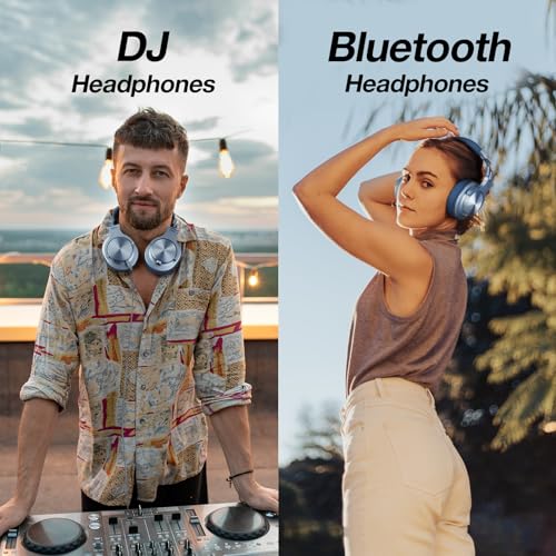 OneOdio A70 Bluetooth Over Ear Headphones, Wireless Headphones w/ 72H Playtime, Hi-Res, 3.5mm/6.35mm Wired Audio Jack for Studio Monitor & Mixing DJ Guitar AMP, Computer Laptop PC Tablet - Sky Blue - color: Sky Blue
