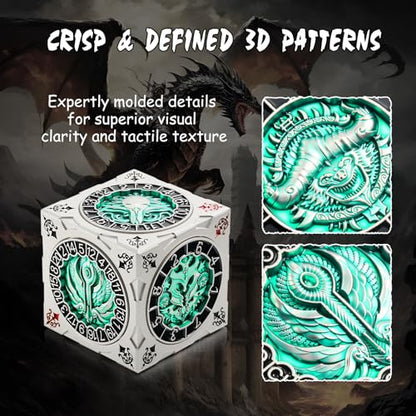 DNDND Multi-Functional Spinner Dice Cube – Iconic D&D Monster Themed Collector's Gift for TTRPG, DND Dungeon Masters & RPG Tabletop Gaming (Silver&Green) - color: Silver Green