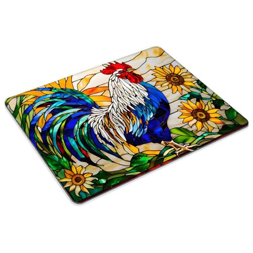 Square Mouse Pad Glass Rooster,Gaming Mouse Pads for Desk,Soft Computer Waterproof Non-Slip Mouse Mat - color: Glass rooster