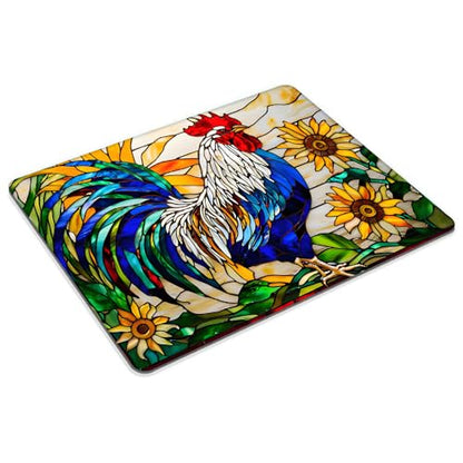 Square Mouse Pad Glass Rooster,Gaming Mouse Pads for Desk,Soft Computer Waterproof Non-Slip Mouse Mat - color: Glass rooster