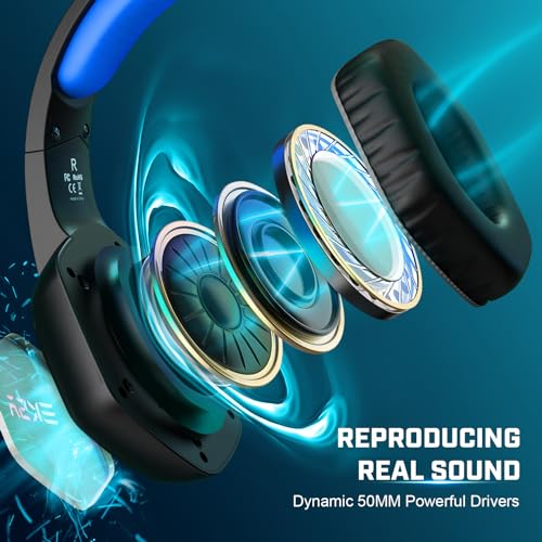 EKSA E1000 USB Gaming Headset, PC Headset with Noise Canceling Mic & RGB Light, 7.1 Surround Sound Computer Headphones, Compatible with PC, PS4 PS5 Console, Laptop