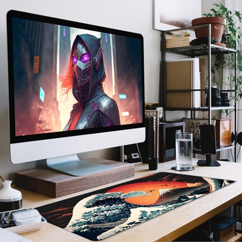 Big Mouse Pad, Upgrade Durable 31.5"x15.7" Larger Extended Mouse Pad for Gamer with Stitched Edges, Waterproof Non-Slip Base Long XXL Large Mousepad for Home Office Gaming Work, Full Moon Pattern - color: Full Moon