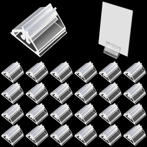 120 Pcs Plastic Game Card Stands Holders for Price Tags,Transparent | Blank Board Markers Holder, Menus Labels, Party Favor Supplies - color: Clear