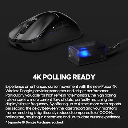 Pulsar Gaming Gears - Xlite v3 Medium Wireless Gaming Mouse, Ultra Lightweight 1.94 oz (55 g), Ergonomic, Optical Switches, PAW3395 Optical Sensor (Medium, Wireless, Black) - color: Black, size: Medium, style: Xlite V3