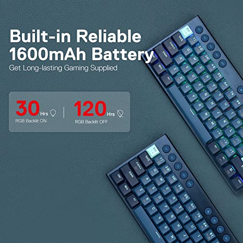 Redragon K632 PRO 60% Wireless RGB Mechanical Keyboard, BT/2.4Ghz/Wired Tri-Mode Ultra-Thin Low Profile Gaming Keyboard w/No-Lag Connection, Dedicated Media Control & Linear Red Switch